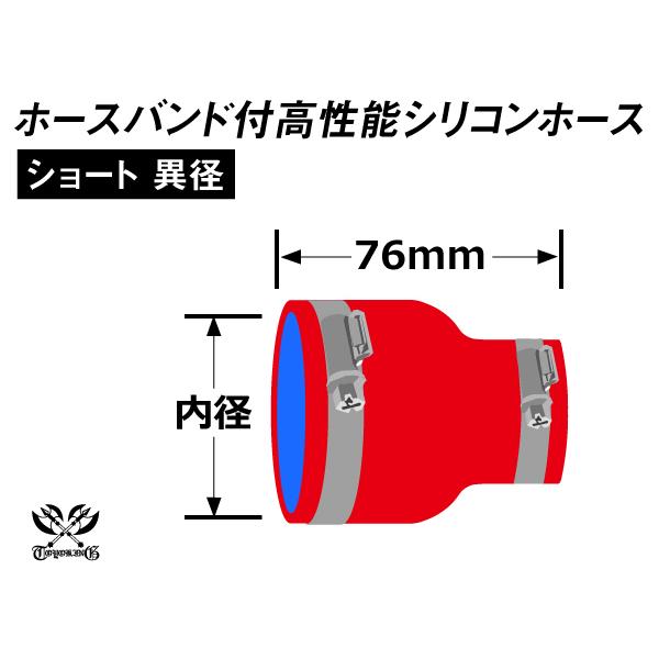 ドイツ ノルマ バンド付 高性能 シリコンホース ショート 異径 内径Φ45⇒Φ76 長さ76mm 赤色 ロゴマーク無し 汎用品｜toyoking-kinggarage｜06