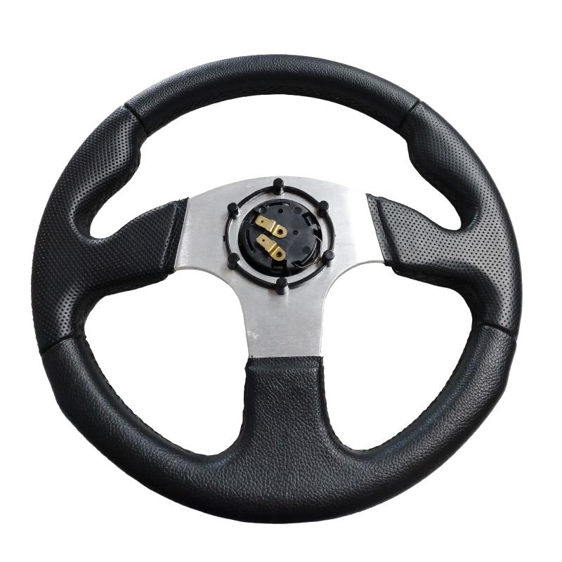 アウトレット品】PCD70mm 規格32cm 小径ステアリング 銀/黒（表