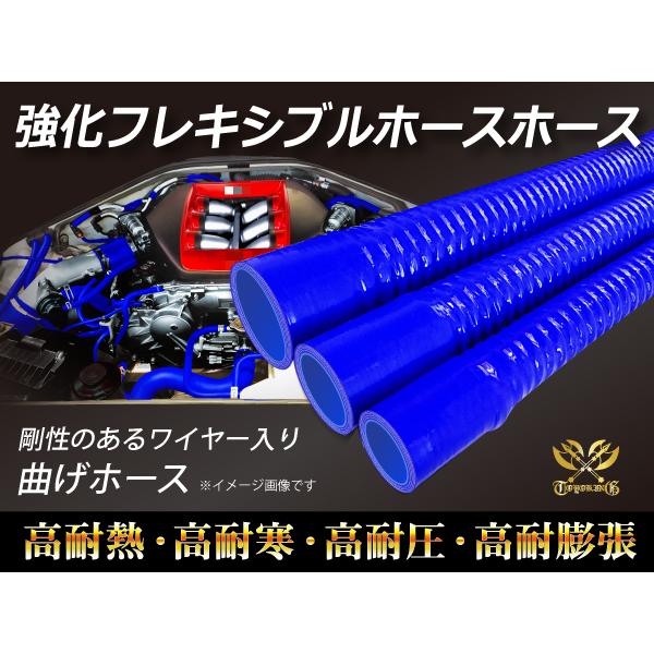 強化 フレキシブルホース ストレート ロング 同径 内径Φ28mm 青色 全長