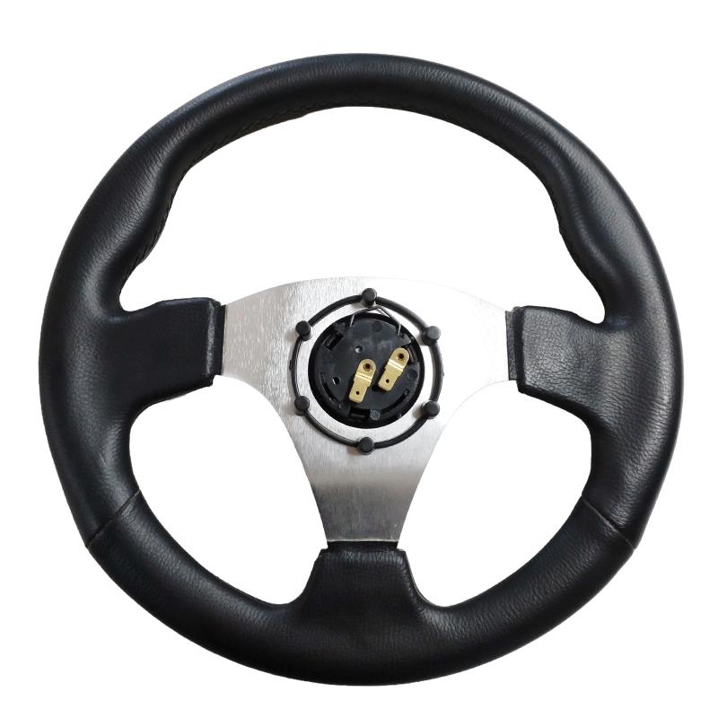 展示品未使用良品】PCD70mm規格 32cm 小径ステアリング 銀/黒 ブラック