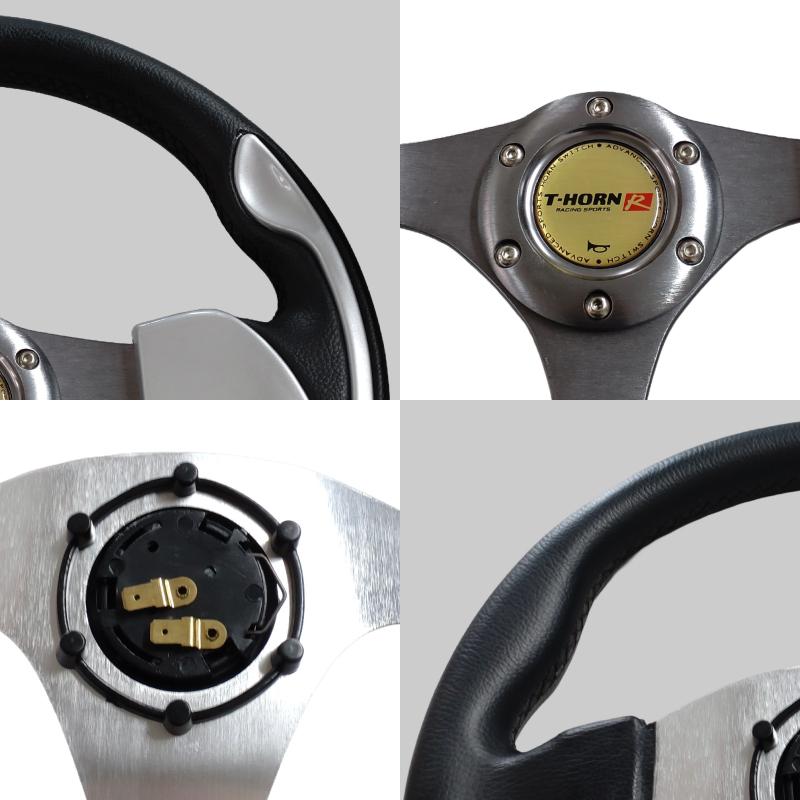 展示品良品特価！】PCD70mm規格 31.5cm 小径ステアリング 黒/銀/（表