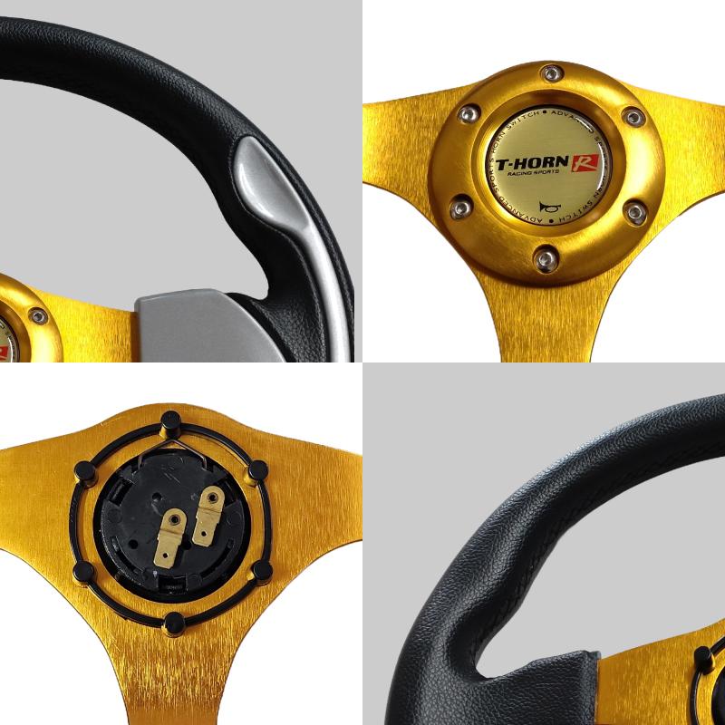 展示品良品特価！】PCD70mm規格 32cm 小径ステアリング 金/銀/黒（表