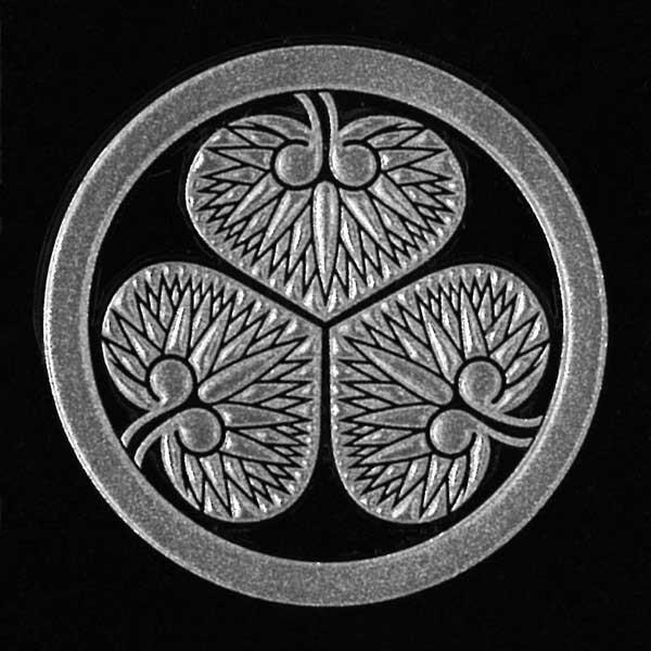 戦国武将 家紋 蒔絵シール 「徳川家康 三葉葵 (家康葵)」 銀 : TOYO