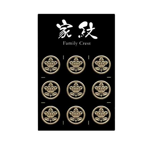 家紋 蒔絵シール 家紋ステッカー 「 丸に橘」 金 15mm 9個付 : TOYO