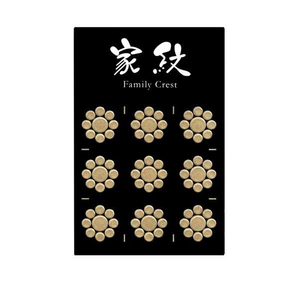 家紋 蒔絵シール 家紋ステッカー 「九曜星」 金 15mm 9個付 : TOYO