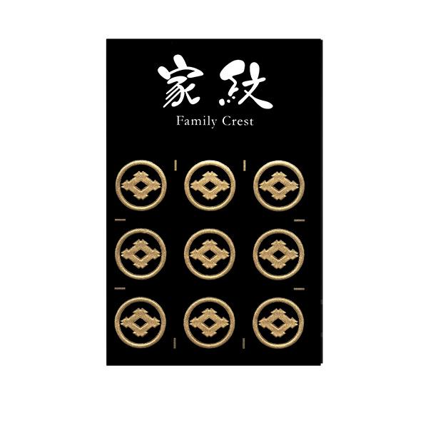 家紋 蒔絵シール 家紋ステッカー 「丸に井桁」 金 15mm 9個付 : TOYO