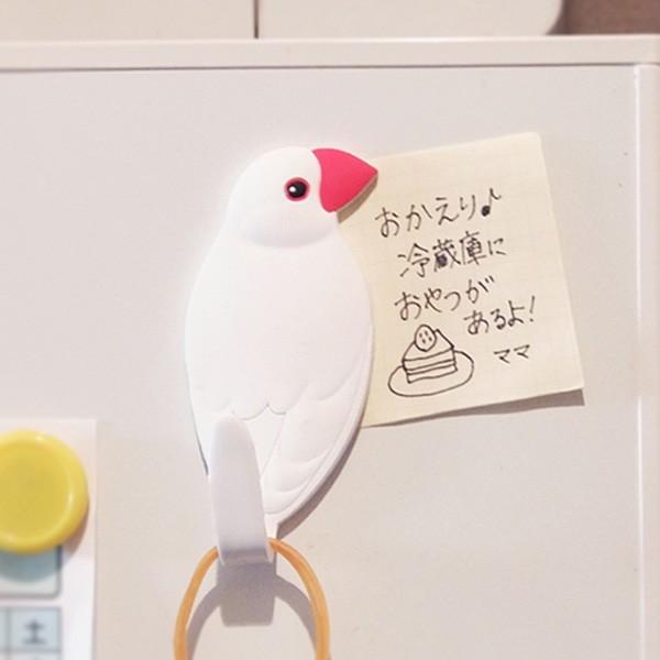 MAGNET HOOK Animal tail マグネットフック アニマルテイル【白文鳥】壁面取付型フック インテリア 壁 鳥 雑貨 かわいい 磁石｜toyolabo