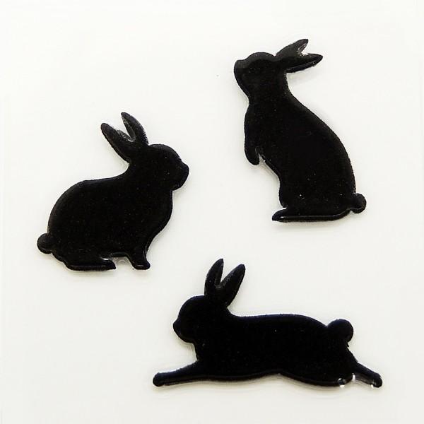 うさぎ 蒔絵シール love animal 「ウサギB（3匹） 黒」 : TOYO