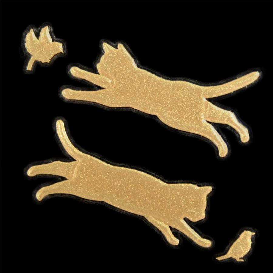 セール 猫 蒔絵シール Love Cat キャット ジャンプ2匹 金 Cisama Sc Gov Br