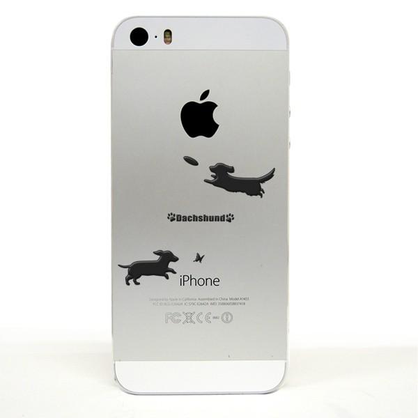 犬 蒔絵シール LOVE DOG ミニチュアダックスフンド（フリスビーと蝶々