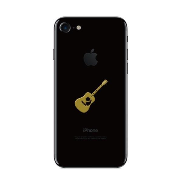 楽器 蒔絵シール「アコースティックギター 金 30mm」ケータイ スマホ