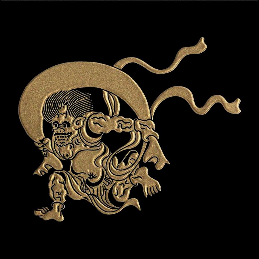 縁起物 蒔絵シール【風神 B /GD 55mm】金 風神雷神 ケータイ スマホ