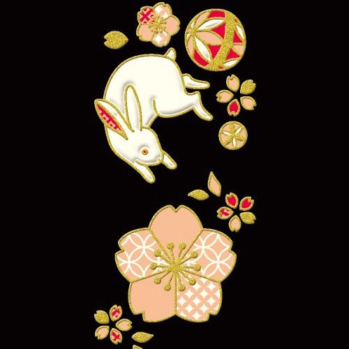 蒔絵シール 「願いのつるし飾り【跳】」ステッカー 兎 桜 毬