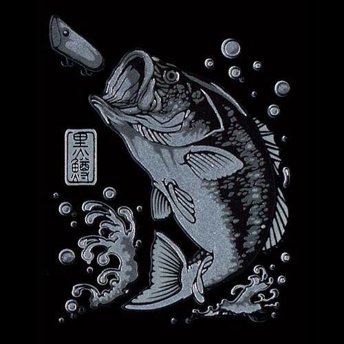 蒔絵シール 「釣道八景 ブラックバス（銀）」 ステッカー 釣り 魚 黒鱒