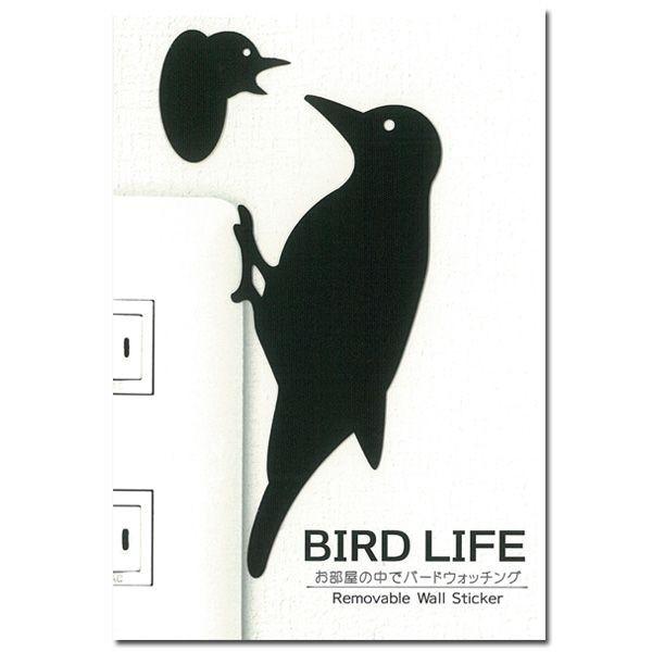 鳥 ウォールステッカー「BIRD LIFE バードライフ （キツツキ）」スイッチ ステッカー