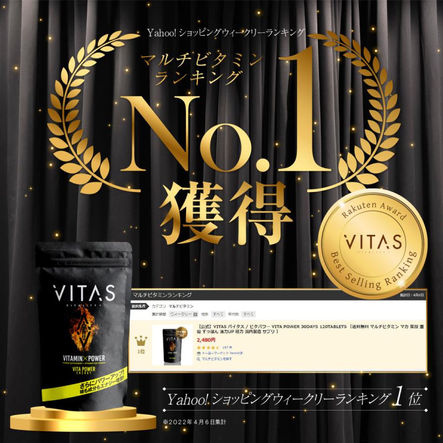 人気のファッションブランド 公式 Vitas バイタス Vita Power ビタパワー マカ 亜鉛 マルチビタミン 12種類の栄養機能食品 1粒 日本製 送料無料 Aynaelda Com