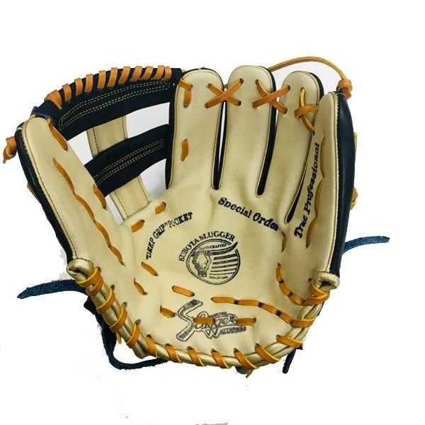 久保田スラッガー軟式グローブ 内野手用オーダーグローブ Ksブラック クリーム ヘリ革 はみ出しゴールド ｋｓｎ ｈ４６ ｗ４４ ｓ Ksn H46 W44 S 豊田 アサヒスポーツ 通販 Yahoo ショッピング