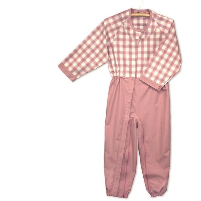 アメニティつなぎ服 千鳥柄 ピンク系 Mサイズ 2着セット 丸昌 制菌前開き介護用つなぎねまき LL ピンク 通年用 乾燥機OK