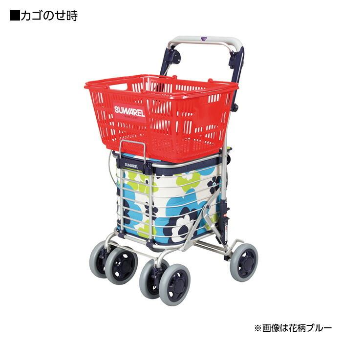 ユーバ産業 ショッピングカート スワレル 花柄 ネイビーブルー