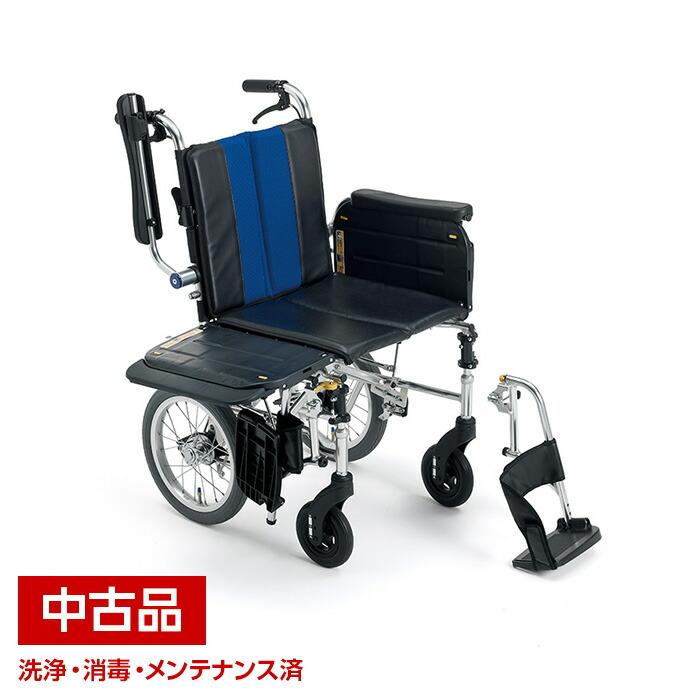 中古】 ミキ ラクーネ LK-3 介助 車いす 横乗り車椅子 S7W4 ブルー 座