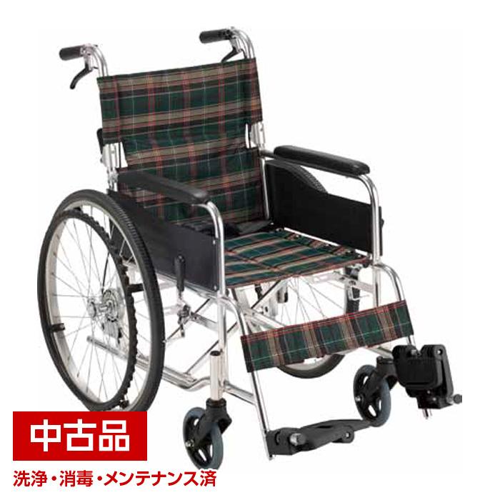中古】ラクライズ スマートフットレスト自走車いすグリーン 自走式 自