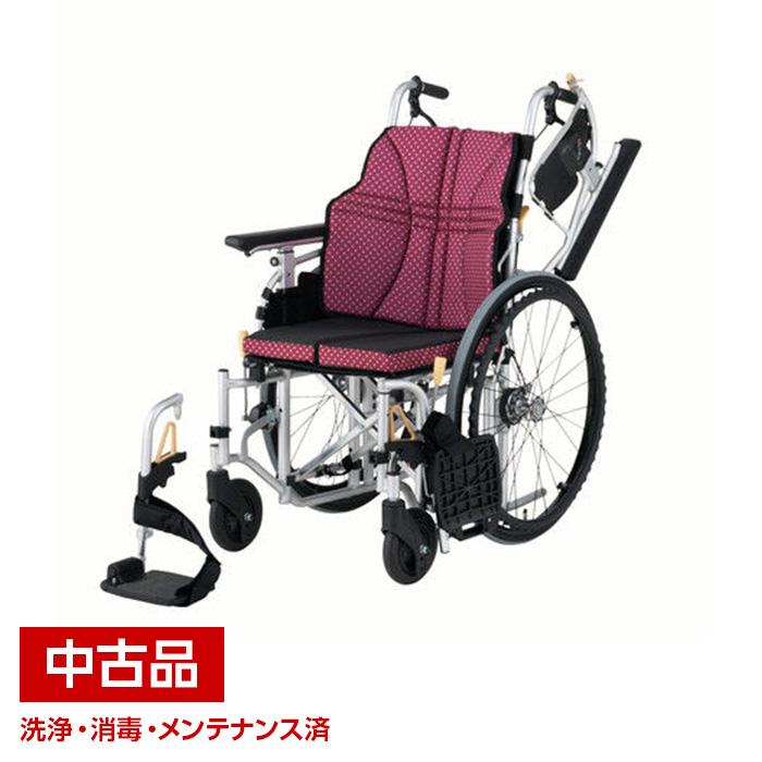 中古】 日進医療器 NAH-U7 介助 介助用 車椅子 車いす ワイン