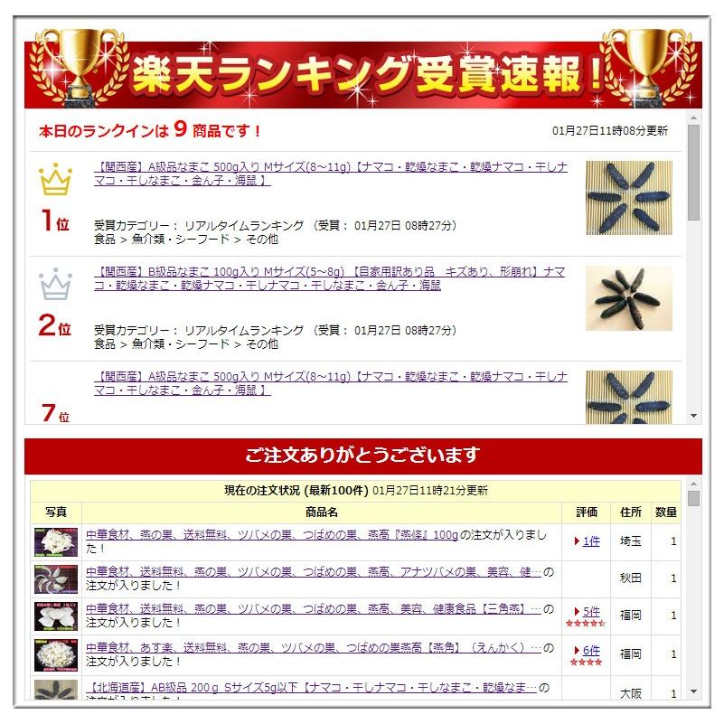 関西産B品級 乾燥なまこ ナマコ なまこ 1KG入り 3Sサイズ 2g以下 【自家用訳あり品　キズあり、形崩れ】｜toyoutubamenosu｜05