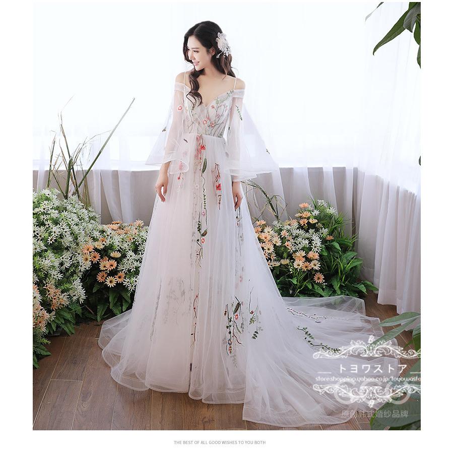 ウエディングドレス ロングドレス 結婚式 二次会 花嫁 ドレス 白