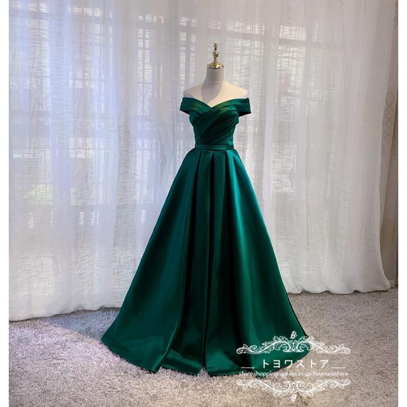 NEW限定品】 カラードレス グリーン ロングドレス 演奏会 結婚式