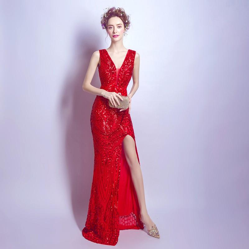 マーメイドドレス ロン... : レディース服 赤 カラードレス 限定品