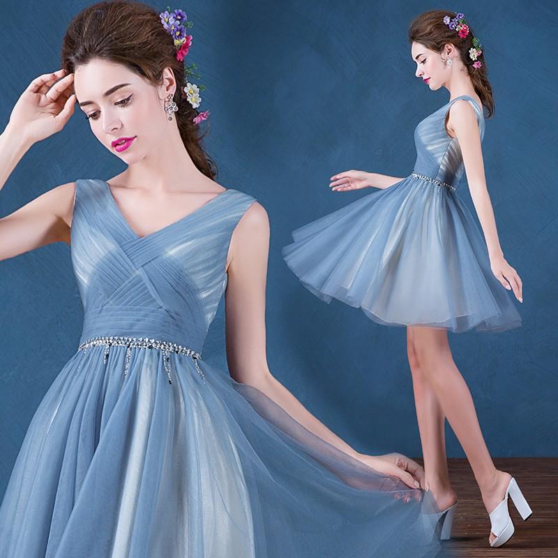 ミニドレス 安い カラーミニドレス 青 披露宴 花嫁 フォーマルミニドレス 二次会 コンサート 結婚式 ブライダル 演奏会 ブライズメイドドレス ミニ 発表会