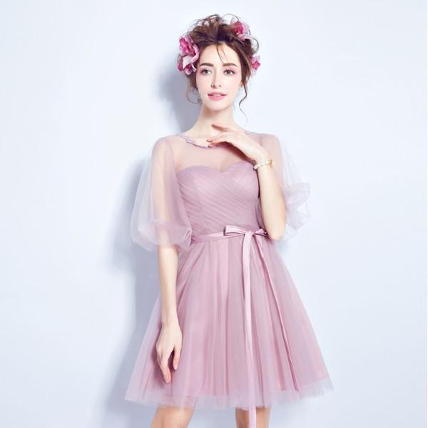 カラーミニドレス 半袖 花嫁 ミニドレス 安い パーティードレス 二次会 コンサート 結婚式 ミニドレス 演奏会 ブライズメイドドレス ミニ 発表会 プロムドレス Csmnq181 トヨワストア 通販 Yahoo ショッピング