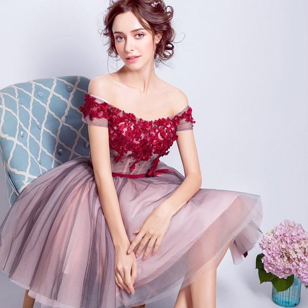 ミニドレス 披露宴 花嫁 ミニドレス 安い パーティードレス 二次会 コンサート 結婚式 カラードレス 演奏会 ウェディングミニドレス 赤 カクテルドレス