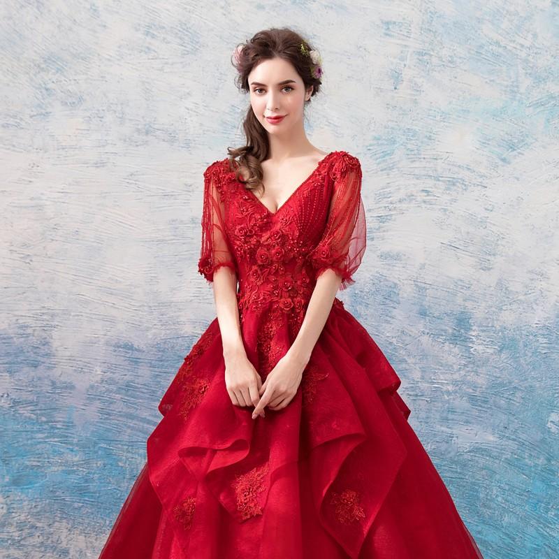 カラードレス 赤 ロング 結婚式 花嫁 演奏会 安い ウエディング カラードレス 赤 ロング 結婚式 花嫁 演奏会 安い ウエディング