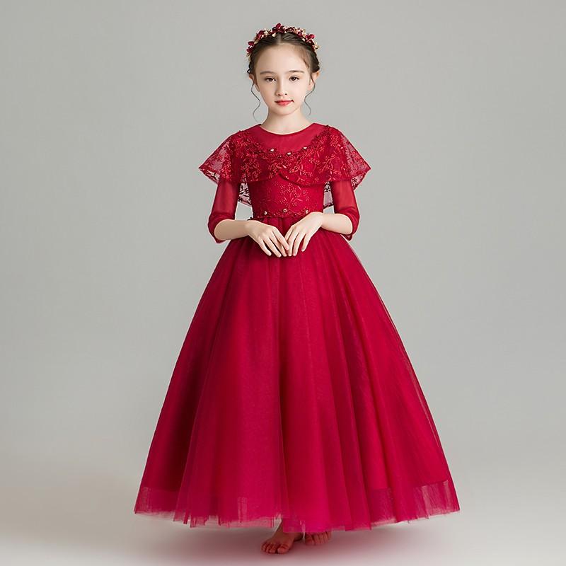 子供ドレス 赤 ピアノ発表会 ロング 結婚式 ワンピース 袖あり フォーマルドレス 格安 パーティー 七五三 入学式 演奏会 撮影用 Etlf112 トヨワストア 通販 Yahoo ショッピング