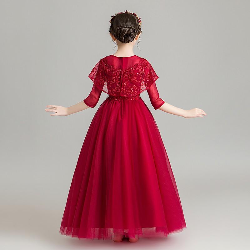 子供ドレス 赤 ピアノ発表会 ロング 結婚式 ワンピース 袖あり フォーマルドレス 格安 パーティー 七五三 入学式 演奏会 撮影用 Etlf112 トヨワストア 通販 Yahoo ショッピング