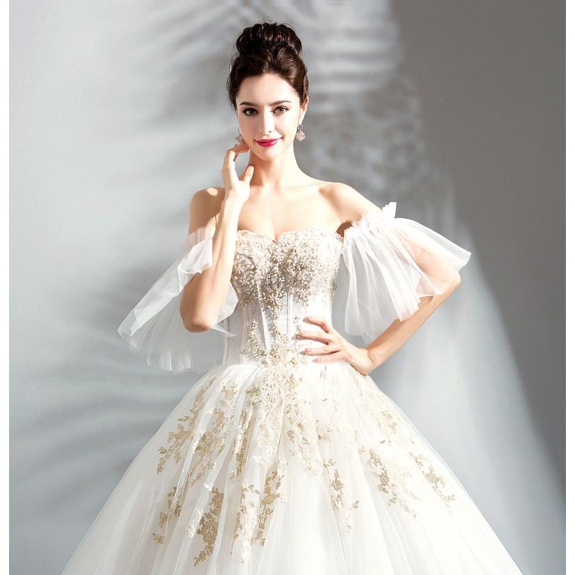 ウェディングドレス 白 大きいサイズ 結婚式 花嫁 ドレス 姫系 披露宴 