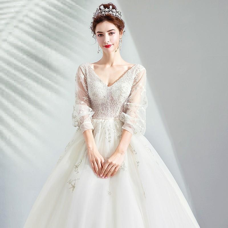 ウェディングドレス 白 安い 二次会 袖あり 大きいサイズ 結婚式 