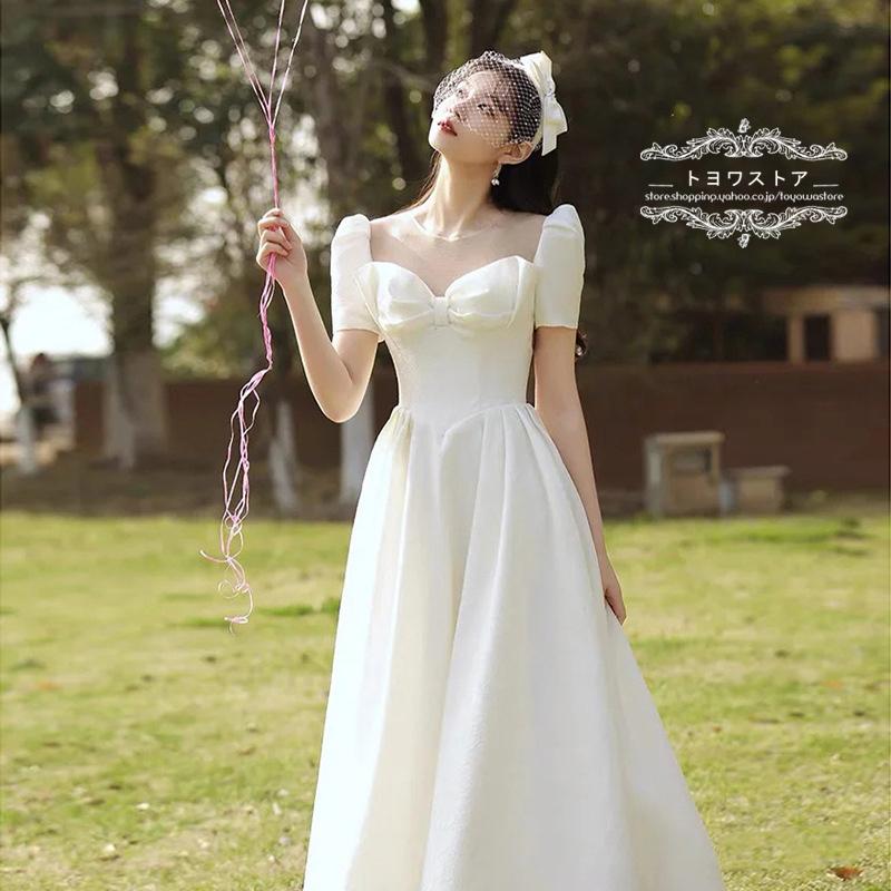 ウェディングドレス 前撮り 結婚式 二次会 ホワイト 花嫁 Aライン 白 ロングドレス 披露宴 ファスナー パーティードレス ブライダル 新作 ワンピース 演奏会 Hs7019 トヨワストア 通販 Yahoo ショッピング