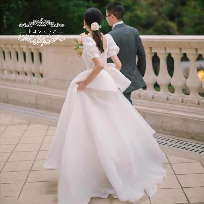 ウェディングドレス 結婚式 二次会 前撮り ホワイト 花嫁 Aライン 白