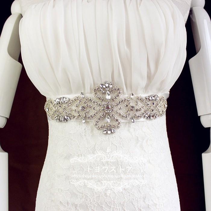 サッシュベルト ウェディング 手作り サッシュベルト ウエディング 結婚式 ビジュー ブライダル サッシュベルト リボン ウェディングドレス