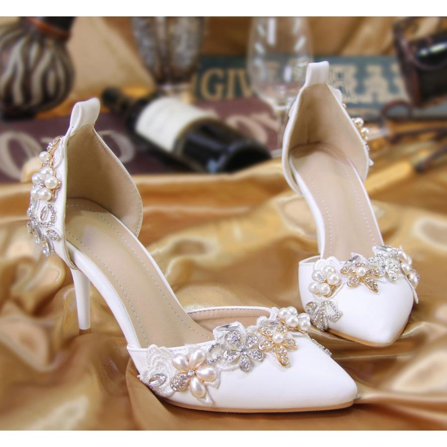 ウェディングシューズ パンプス ポインテッドトゥ レディース 靴 ストラップ 安い 結婚式 ハイヒール パーティー 二次会 痛くない 9cm Jthx012 トヨワストア 通販 Yahoo ショッピング