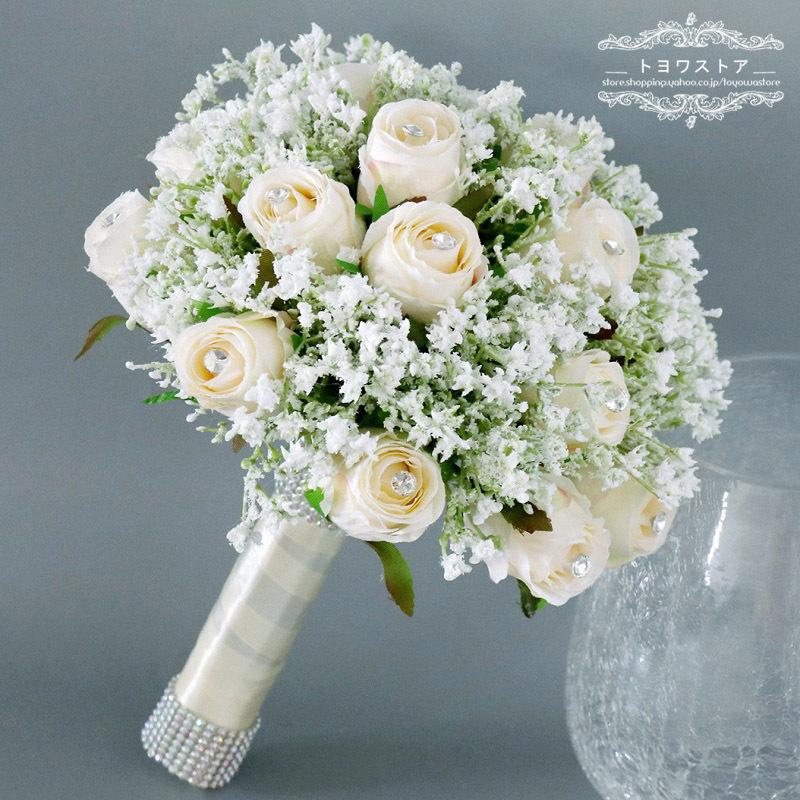ウェディングブーケ 結婚式 ブーケ 花嫁 披露宴 送料無料 前撮り ローズ クリーム ピンク 造花 ブライダルブーケ 手作り Ph7002 トヨワストア 通販 Yahoo ショッピング
