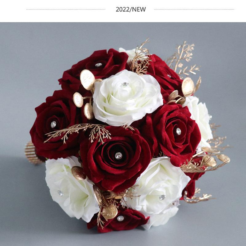 往復送料無料 ウェディングブーケ 結婚式 ブーケ 安い 花嫁 披露宴 送料無料 前撮り ローズ ワイン 造花 ブライダルブーケ 手作り 大人気 Wantannas Go Id