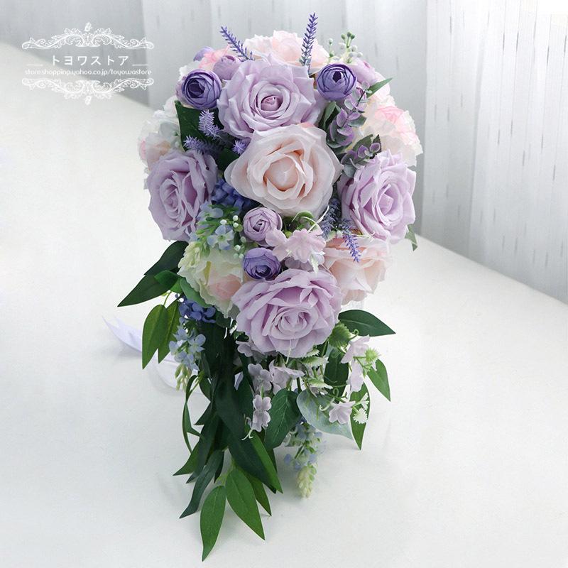 送料無料 ウエディングブーケ 紫 ウェディングブーケ 花嫁ブーケ 造花 細長い ブーケ 手作り ブライダルブーケ ブーケ結婚式 ブーケ造花 Ph7029 トヨワストア 通販 Yahoo ショッピング