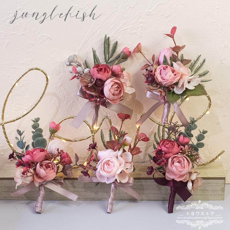 ブートニア 新郎 ウエディングブーケ ブートニア 造花 ウェディング  