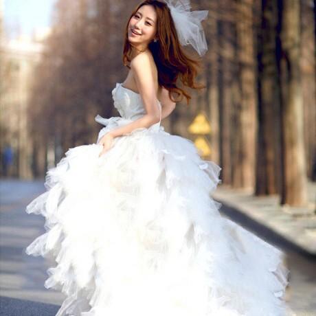 受注生産品 ウェディングドレス 安い トレーンドレス 前ミニ