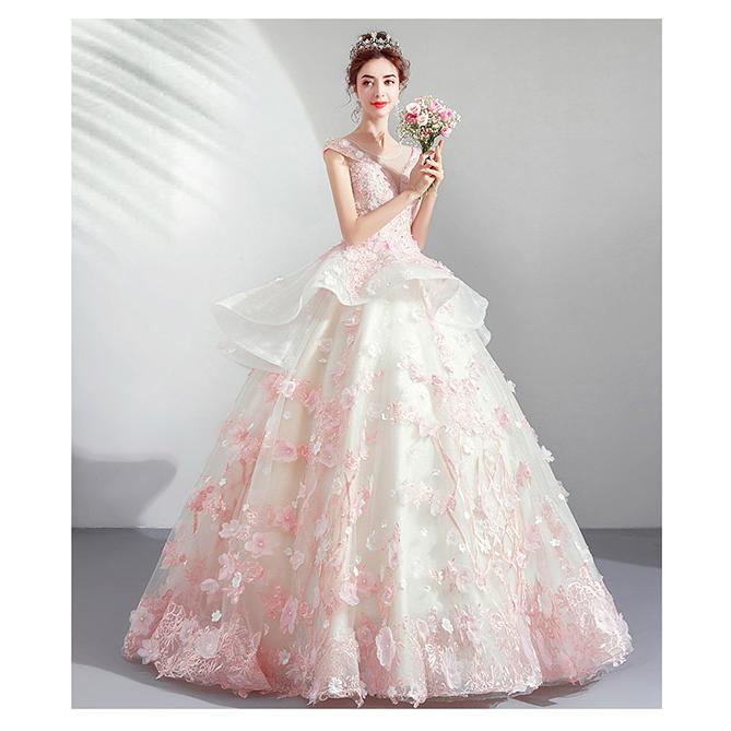 ウエディングドレス カラードレス 格安 結婚式 二次会 桜ピンク 大きいサイズ ロング 演奏会 花嫁 姫系 発表会 披露宴 パーティー舞台 ステージ衣装 Ty374 トヨワストア 通販 Yahoo ショッピング