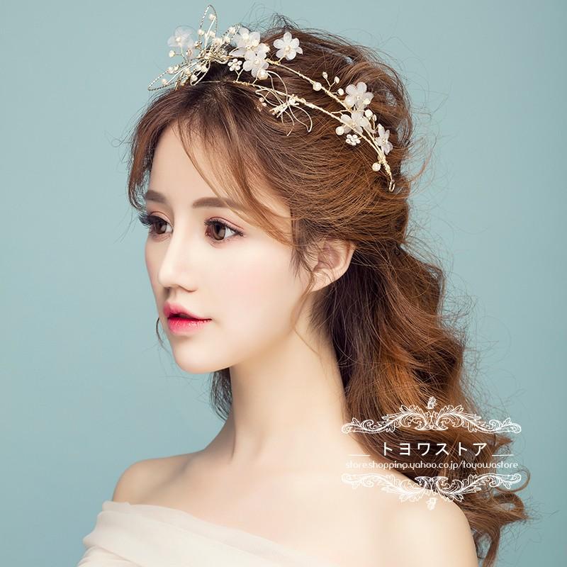 ウエディング ヘッドドレス ヘアバンド カチューシャ 髪飾り 花嫁 ウェディング 結婚式 発表会 演奏会 披露宴 ブライダル パーティー 二次会 海外挙式 ビーズ 日本製