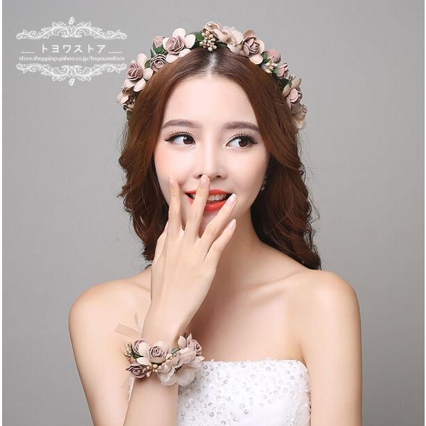 花冠 ウェディング ヘッドドレス 子供花冠 安い ティアラ 花輪 腕輪 リゾート 造花 髪飾り 花嫁 二次会 結婚式 フェス 森ガール ボヘミア 手作り キット hh040 トヨワストア 通販 Yahoo ショッピング